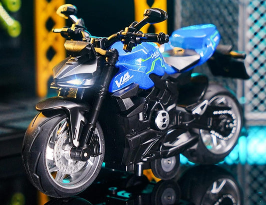 ST99-A5D Diecast Motorcycle Toy Ducati Bike Scale Model,Pull Back Vehicles Alloy Simulation Superbike with Lights and Sound Also for Car Dashboard, Kids Adult