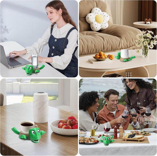 7818 Turtle Cup Holder,Turtle Coaster with Funny Expression, Cup Holder with Liftable Limbs & Expressive Face for Turtles,Tortoise Lover Gag Gifts Home Decor   (Green)