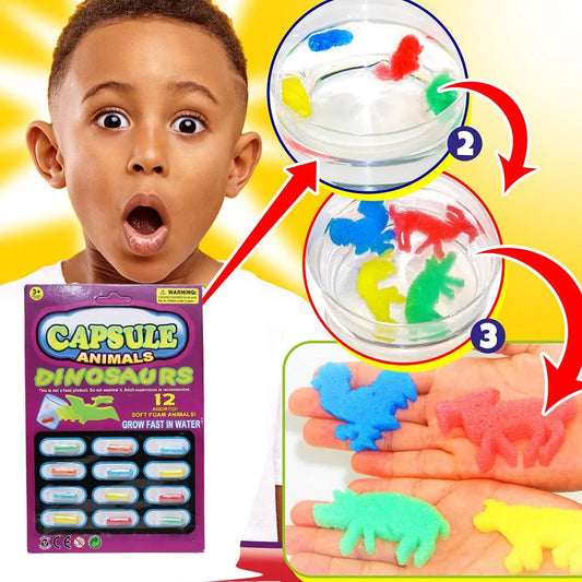 H-A1- 12 Different Shape Magic Foam Mix Animal Capsules Creatures Grow in Water Soft Perfect Activity for Kids