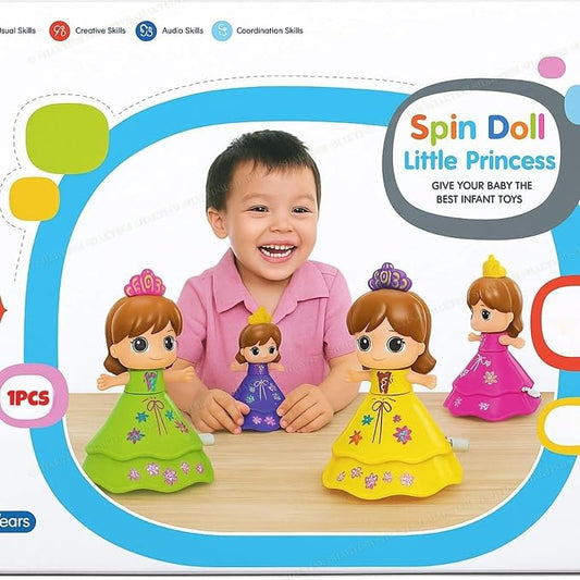 21025 Little Princess Wind-Up Spinning Doll Set, Educational Baby Toy with 4 Colourful Dolls, 6+ Months (Multicolour)
