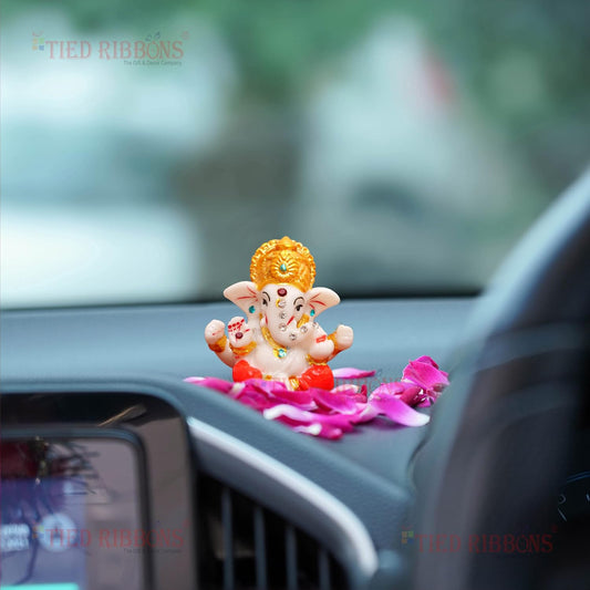 21129 Best Handicraft Crystal Two Face Ganesha Statue for Car Dashboard Idols | Home Temple Decoration | Ganesh Idol | Ganesh Chaturthi Decoration