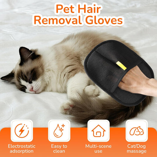 20768 Hair Removal Gloves for Cats Dogs Reusable Pet Hair Remover Tool Mitt for Clothing Furniture Couch Carpets and Car Seats