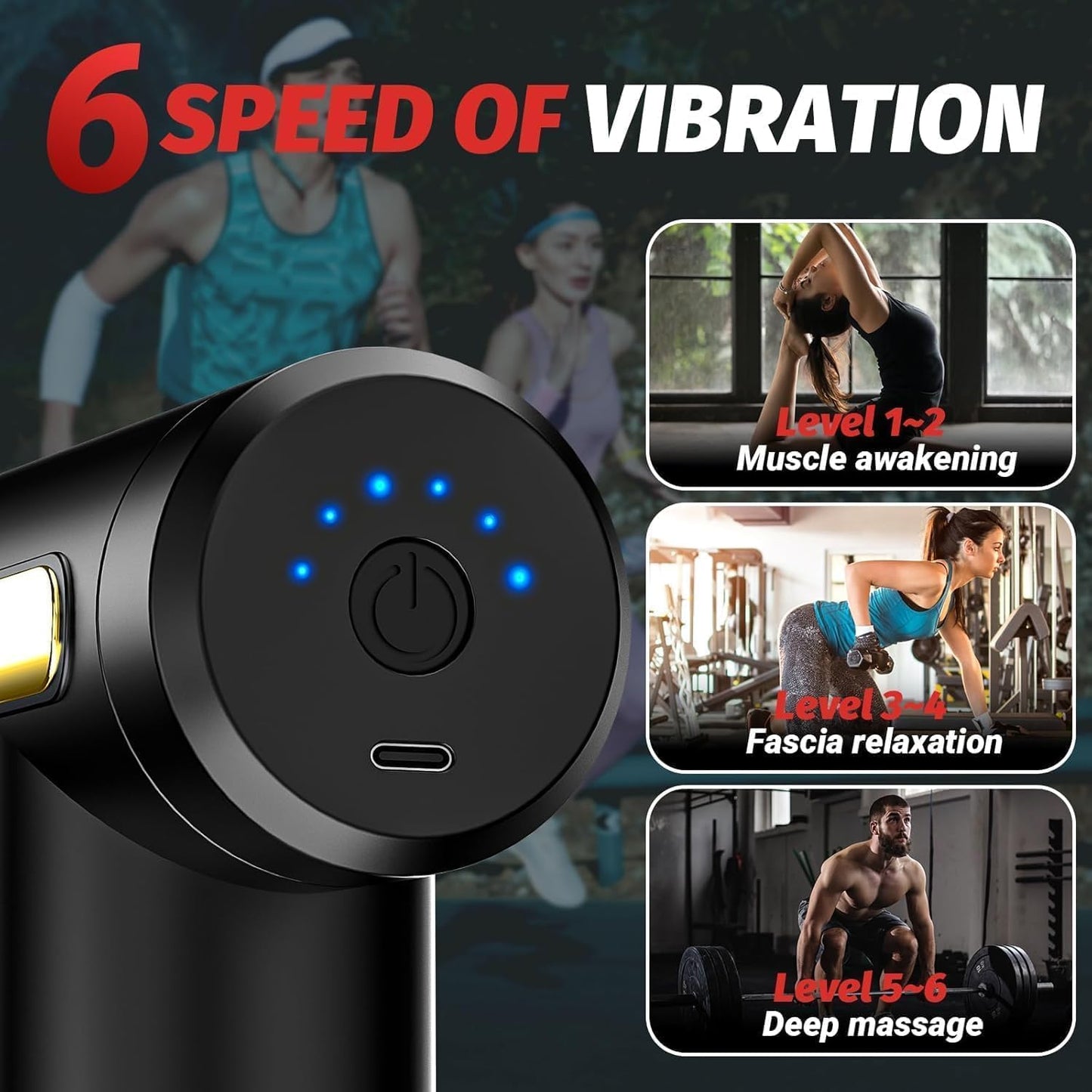 21098 Massage Gun | Body Massager for Pain Relief | Massage Gun for Back Leg & Full Body | 4 Specialized Heads For Full Body Pain Relief
