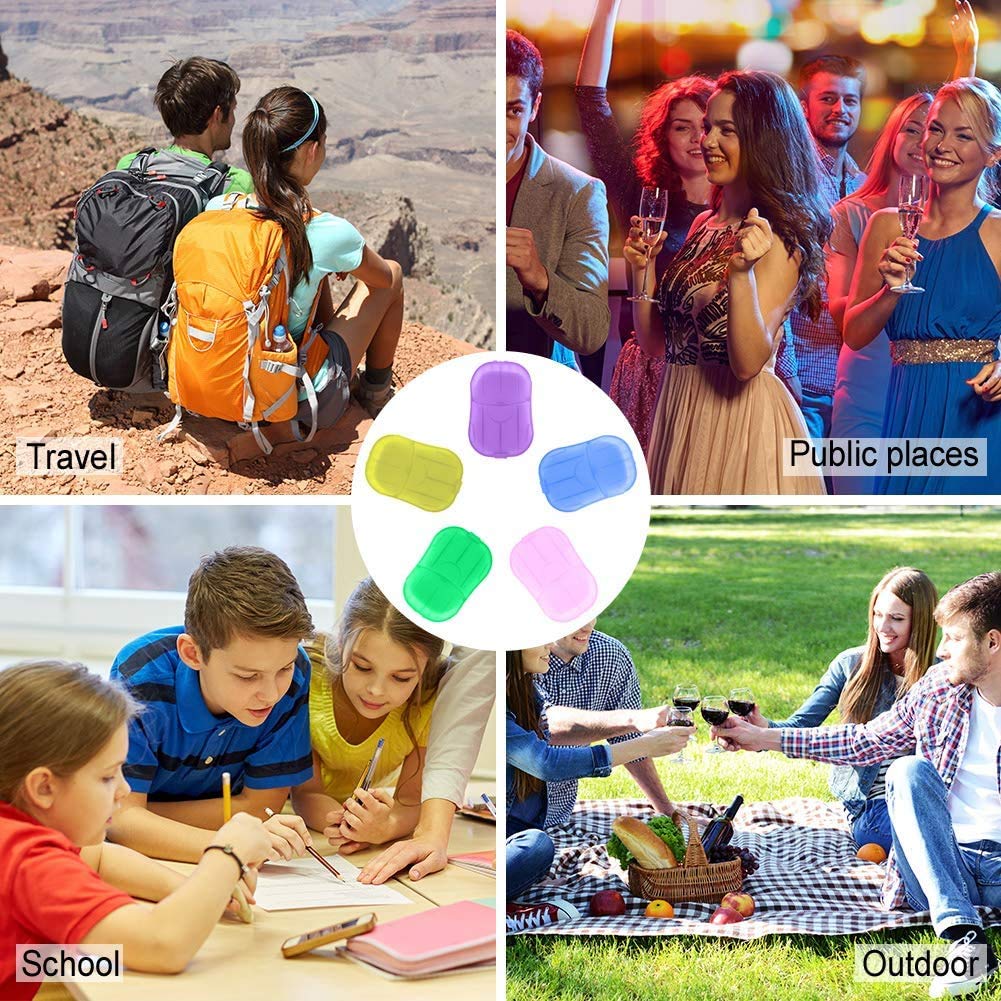 20553 Mini Travel Paper Soap With Case - 20 Sheets (1 BOX) Multicolor