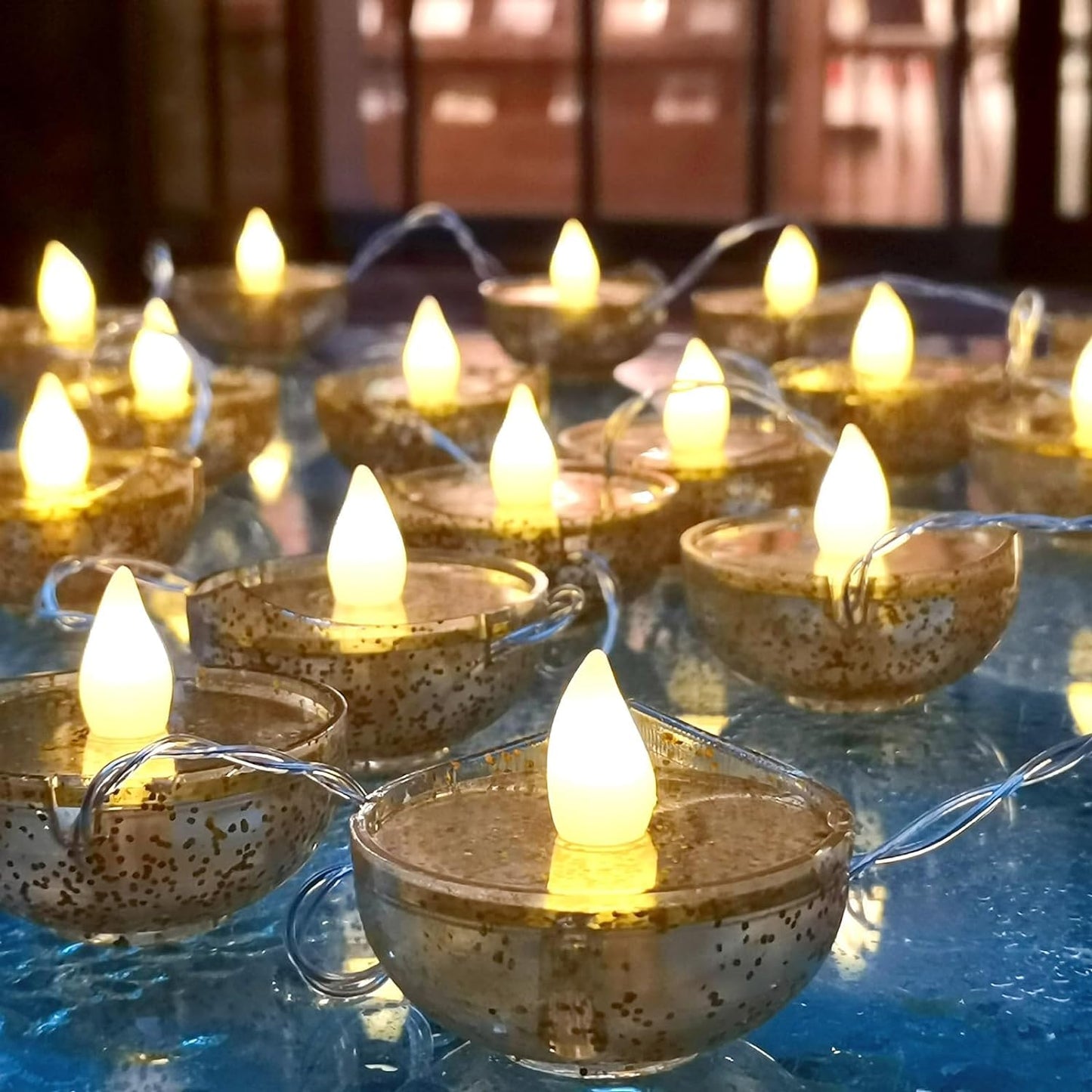 21111 Diwali Diyas String Lights - 20 LED, Battery Operated, 2 Lighting Modes, Perfect for Diwali Celebrations