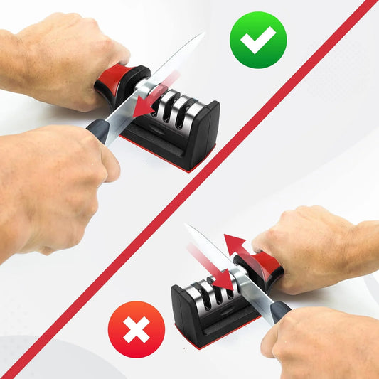 Rs-168 Knife Sharpeners for Kitchen Knives, Stainless Steel, 4 in 1 Ergonomic Knife Sharpening Kit
