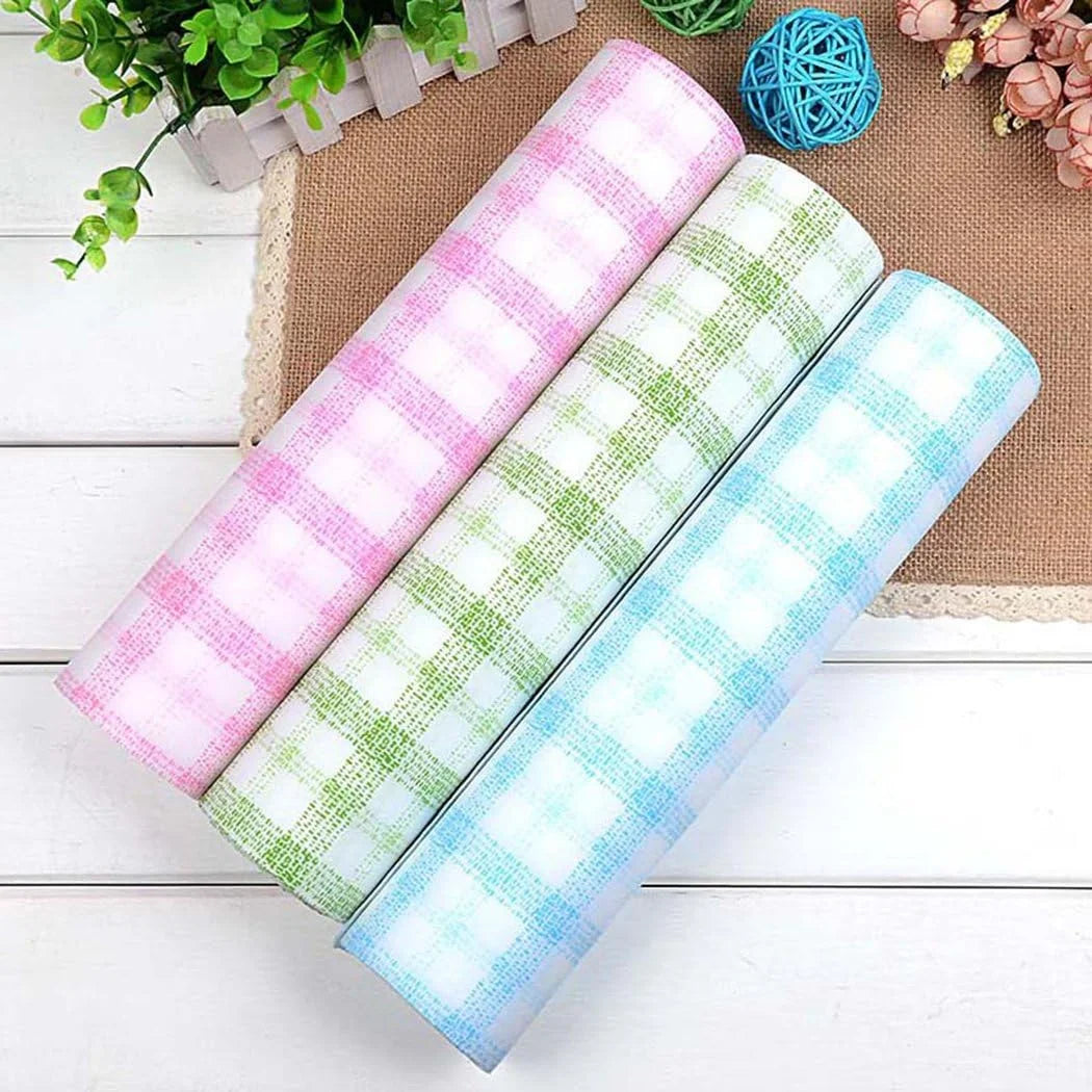 8034 Gingham Pattern Non-adhesive Shelf Liner Paper Roll for Kitchen Bathroom Cabinets Drawer Shelves Refrigerator Closets Random Design