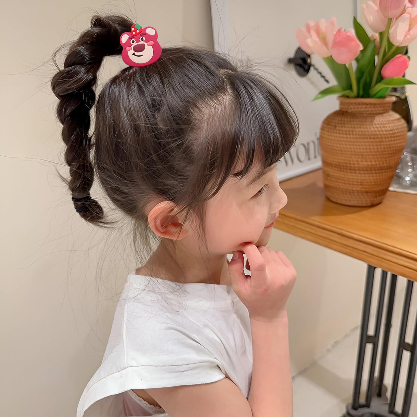 20164 Pack of 5 Hair Tie Rope Set for Girls, Cute Strawberry Bear and Star Dai Bowel Rubber Band Style Hair Accessories (Multicolor)