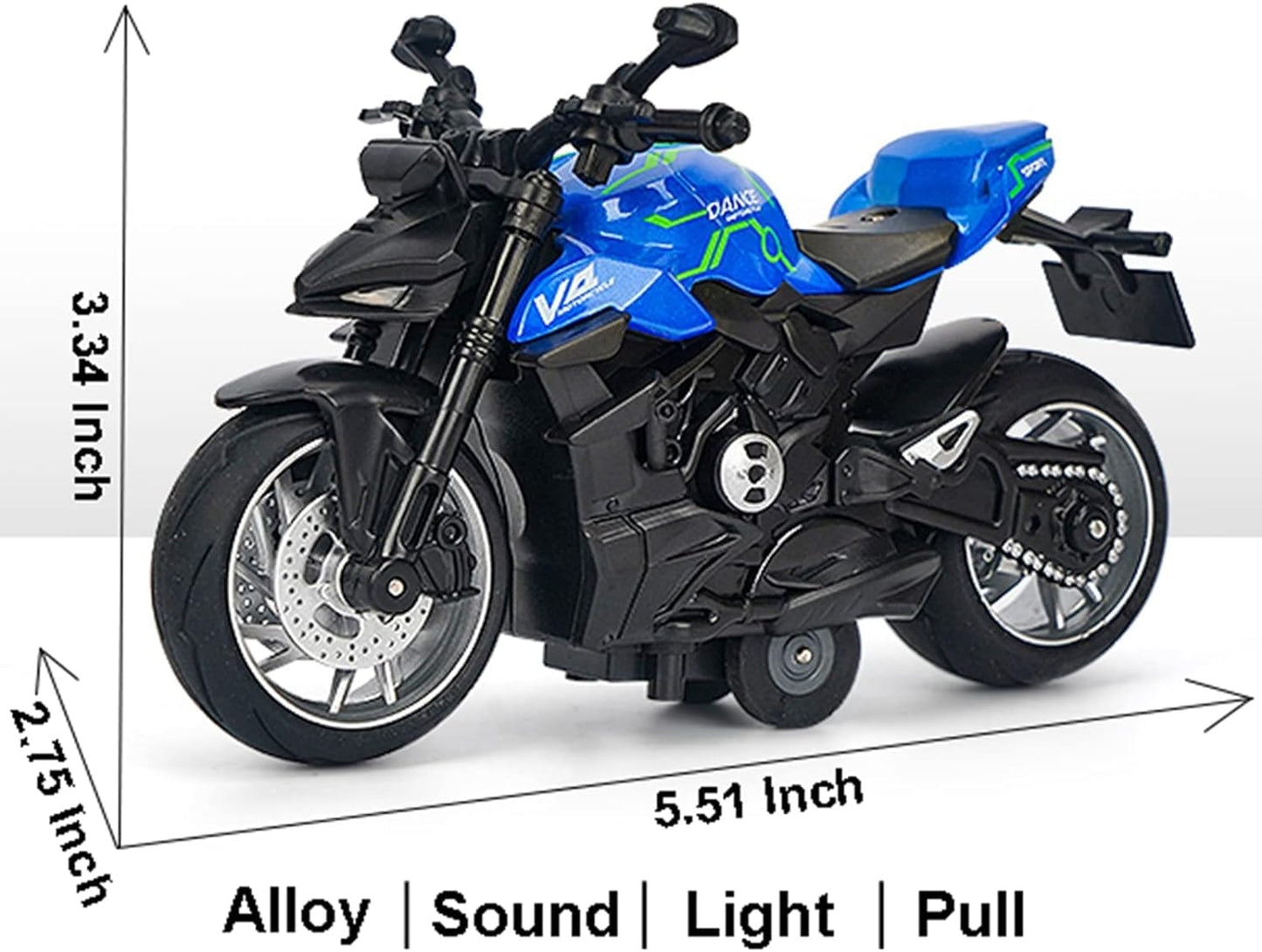 ST99-A5D Diecast Motorcycle Toy Ducati Bike Scale Model,Pull Back Vehicles Alloy Simulation Superbike with Lights and Sound Also for Car Dashboard, Kids Adult