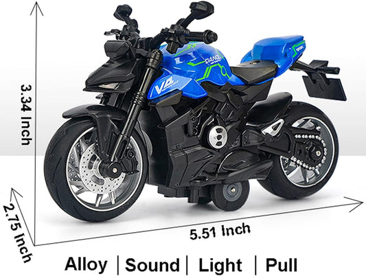 ST99-A5D Diecast Motorcycle Toy Ducati Bike Scale Model,Pull Back Vehicles Alloy Simulation Superbike with Lights and Sound Also for Car Dashboard, Kids Adult