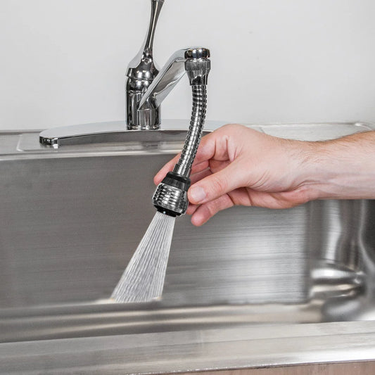 11298 Steel Turbo Flex 360 Flexible 6 Faucet Sprayer Extension Jet Stream/Water Saving Faucet (Silver)