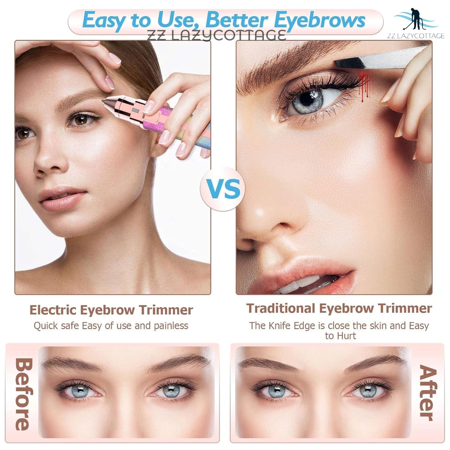 HX-203A Women Blawless Battery Powered Eyebrow And Uperlip Trimmer Shaver For Ladies.