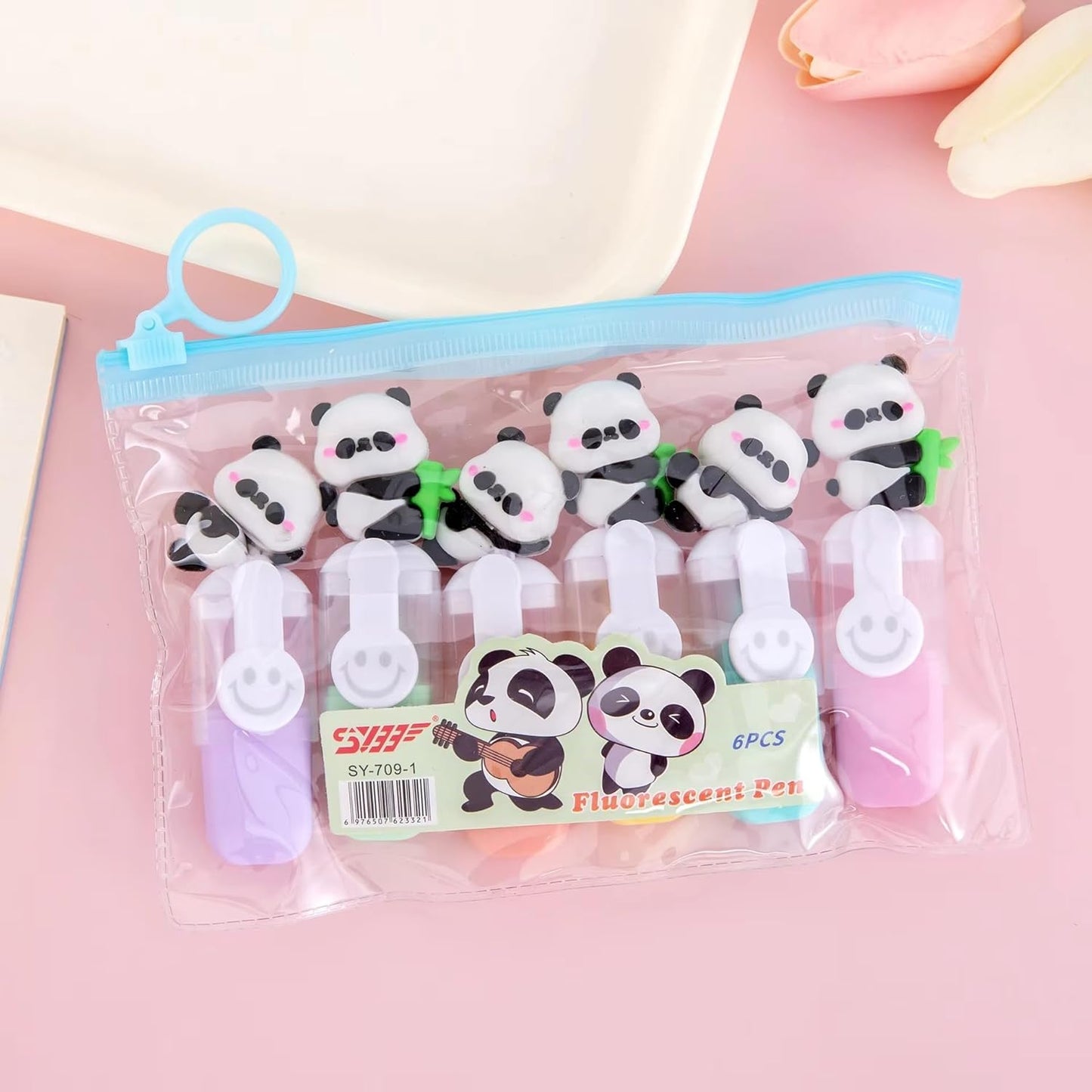 20622 Cute Character highlighter Pens Set of1 , 6 pcs| Cartoon Animal Pastel Marker Pens for Kids, Students, School & Office {Random Design}