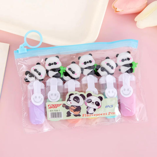 20622 Cute Character highlighter Pens Set of1 , 6 pcs| Cartoon Animal Pastel Marker Pens for Kids, Students, School & Office {Random Design}