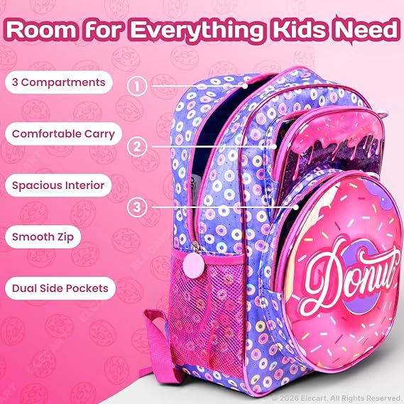 6160 School Backpack for Kids & Teen Girls | Lightweight Waterproof School Bag | Multi-Compartment Bookbag with Padded Straps & Side Pockets Size= 40*30*15