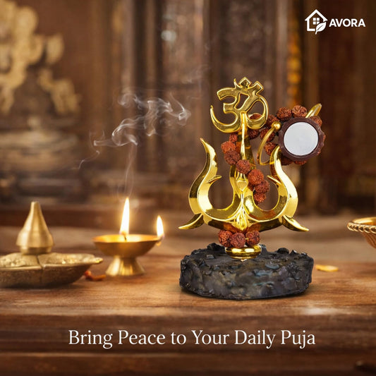 21109 Resin Mahadev Trishul Murti for Home Temple, Car Dashboard & Office | Compact Lord Shiva Idol for Puja, Meditation & Spiritual Decor | Shiv Showpiece 8.5×6.5×11 cm