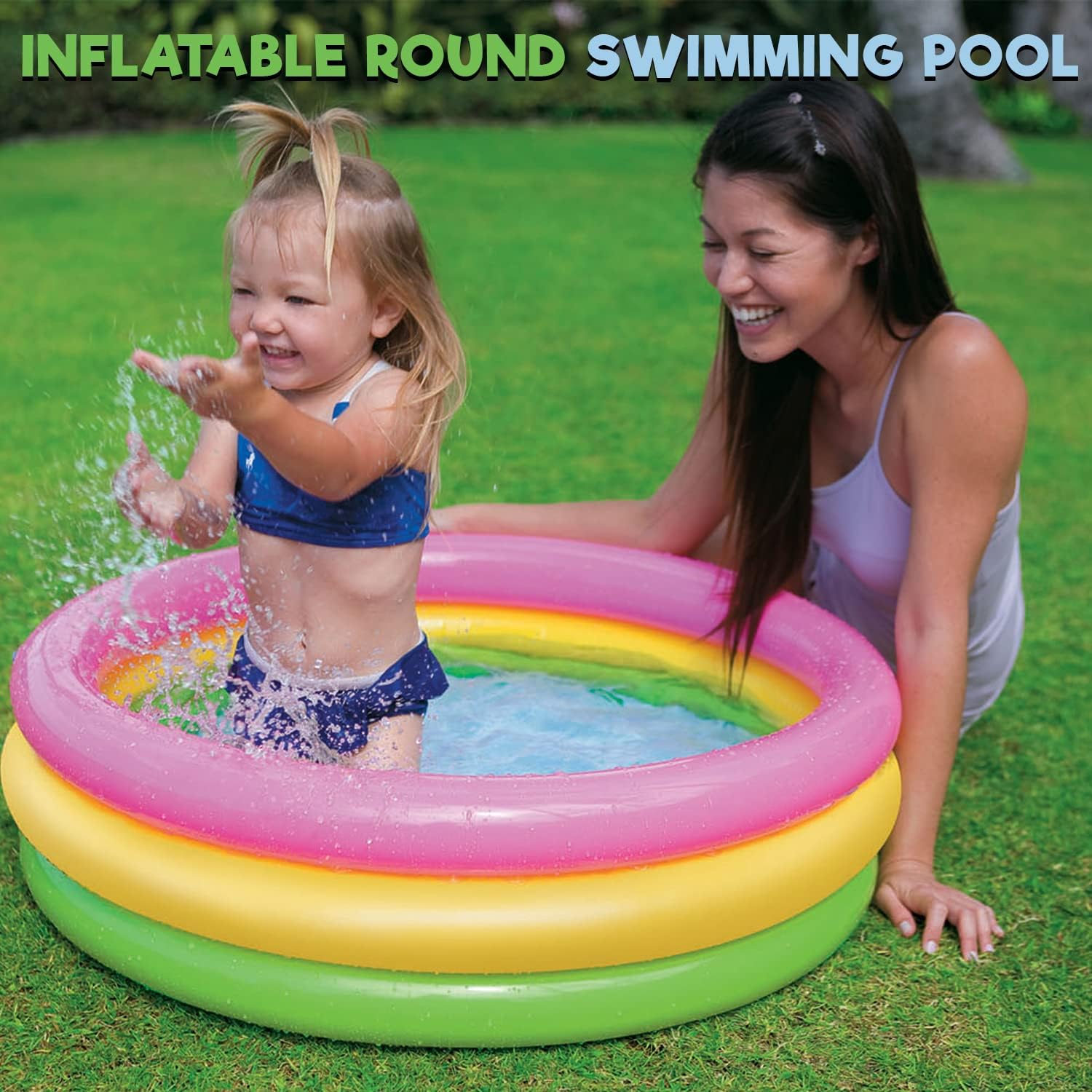 58924 Round Inflatable Swimming Pool Bathtub Soft Material Spa Bath Tubs for Kids & Toddlers (Multicolor, 2 Feet, 0-3 Years Baby