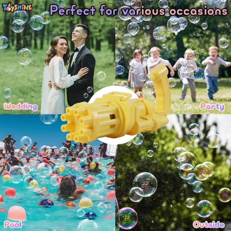 EBG-22 Hole Electric Bubbles Gun Gatling Bubble Machine Toy with Scoup Bottle for Children Party Favors Outdoor & Indoor Activity for Boys Girls