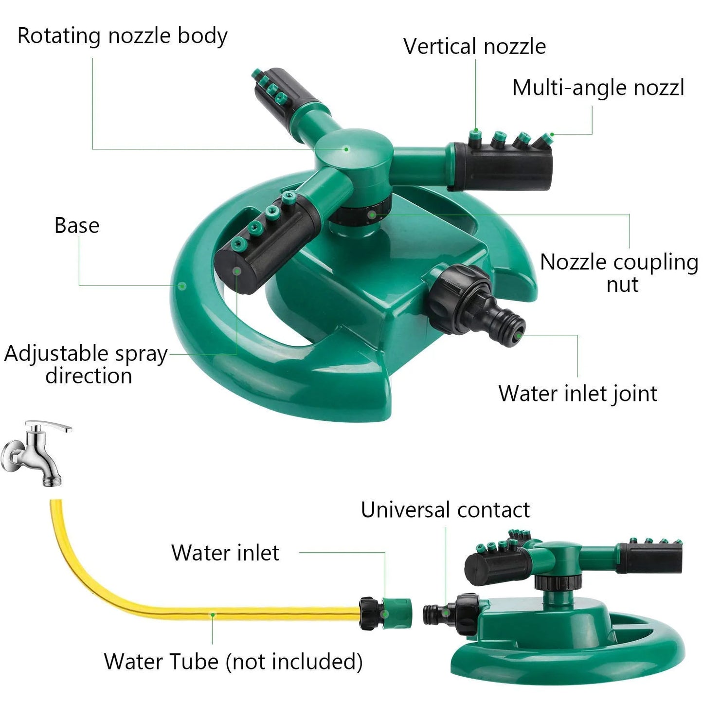 10342 Automatic 360 ° Rotating Adjustable Round 3 Arm Lawn Water Sprinkler for Watering Garden Plants