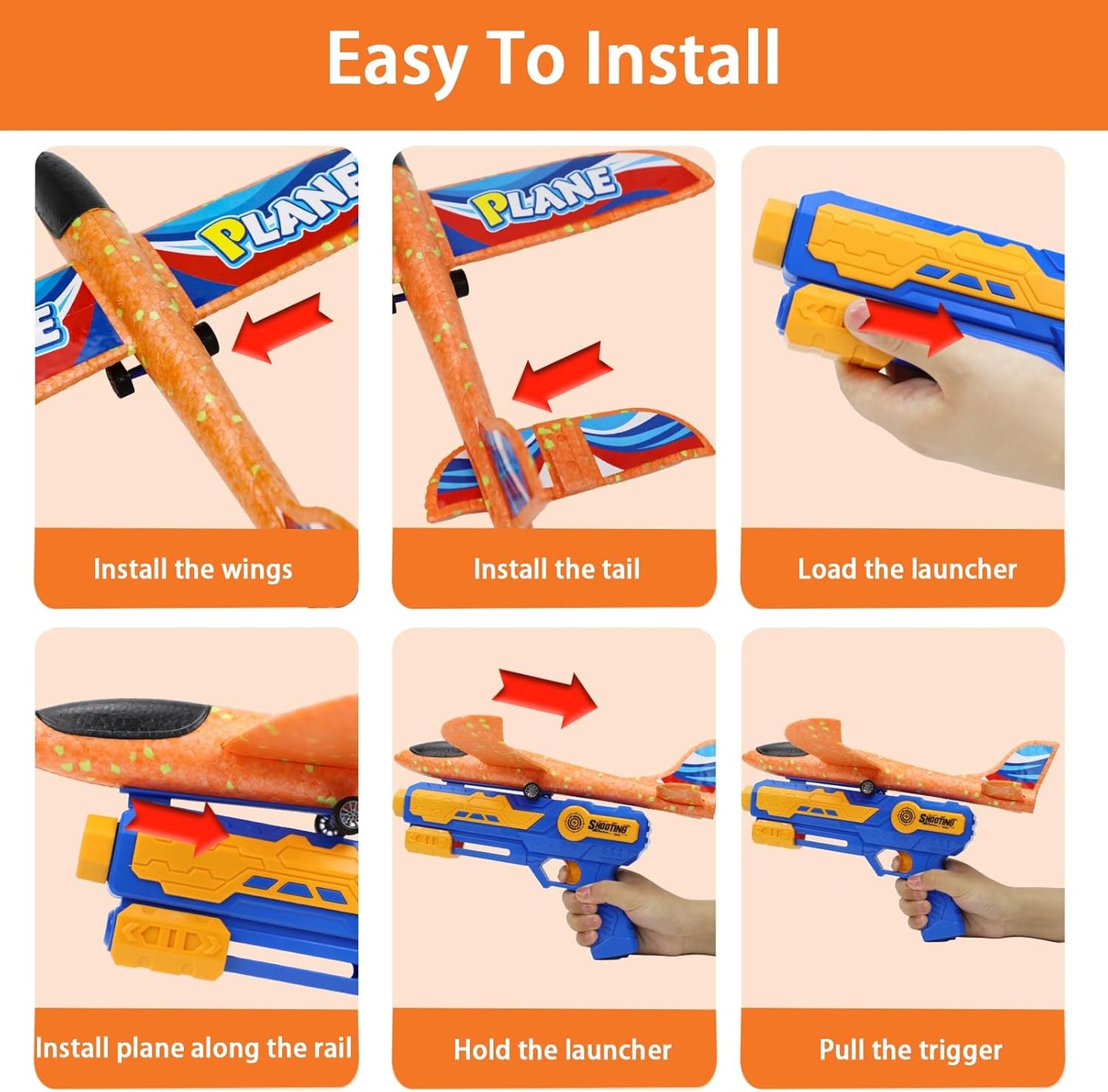 188301 Airplane Toy Children, Toys Polystyrene Plane Launcher for Children, Christmas Gift Plane Toy, Outdoor Gifts for Boys and Girls 3-10 Years