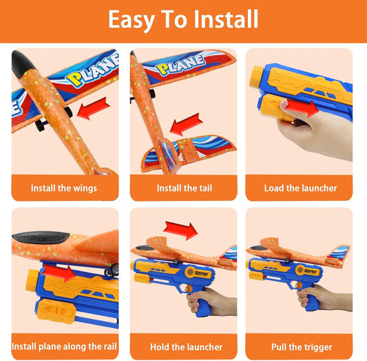 188301 Airplane Toy Children, Toys Polystyrene Plane Launcher for Children, Christmas Gift Plane Toy, Outdoor Gifts for Boys and Girls 3-10 Years