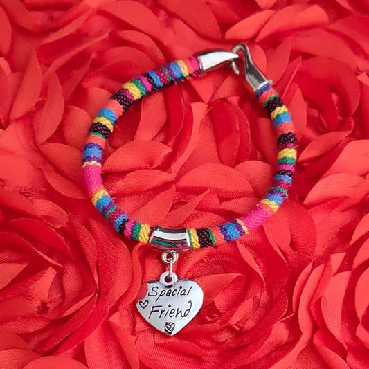 20839 Men Style Friend Ship Heart Charm Wristband Friendship Day Gift MultiColor Zinc and Metal Bracelet for Men and Women