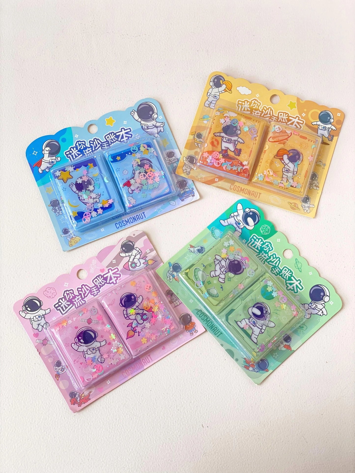BA-7022 Cute Glitter Mini Diary 2 Set for Kids  Pocket Notebook | Gift for Girls & Boys | Pink Stationery Set {Random Design}