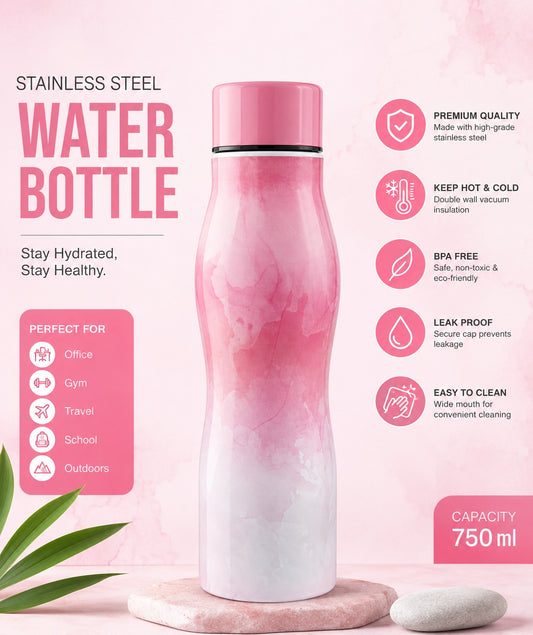 PX-12 Stainless Steel Stylish Water Bottle for Kids 1000 ml {Random Color}