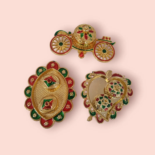 11348 Haldi Kumkum Holder Platter for Diwali, Diwali Gift and Other Festival {Random Design}