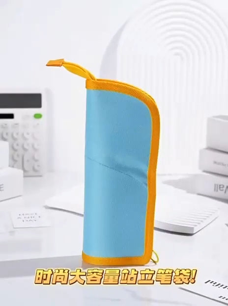 20591 Pencil Case Pouch, Neo Critz Standing Pen Pouch Bag, Foldable Stand up Pencil Holder {Multicolor}