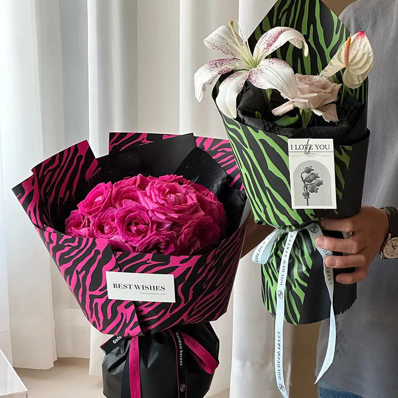 21060 20pcs Zebra Print Flower Wrap Paper (57x57cm)