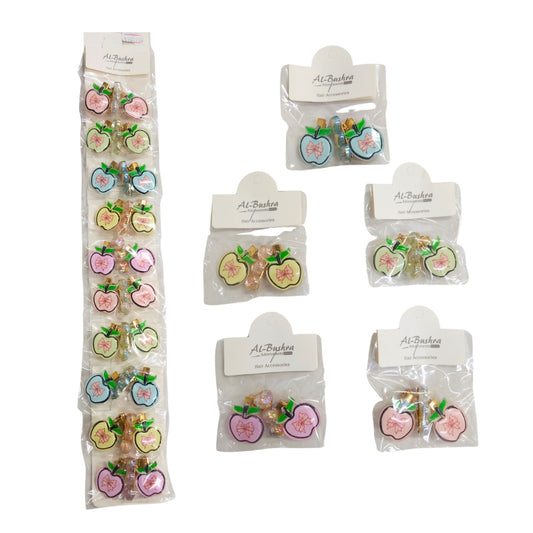 20615 Apple Hair Clips with 1 heart clip  Accessories for Girls Women Gift {Random Color}
