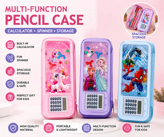 1881117 Calculator Plastic Pencil Box , With Game On top Cover - Pouch {Random Design}