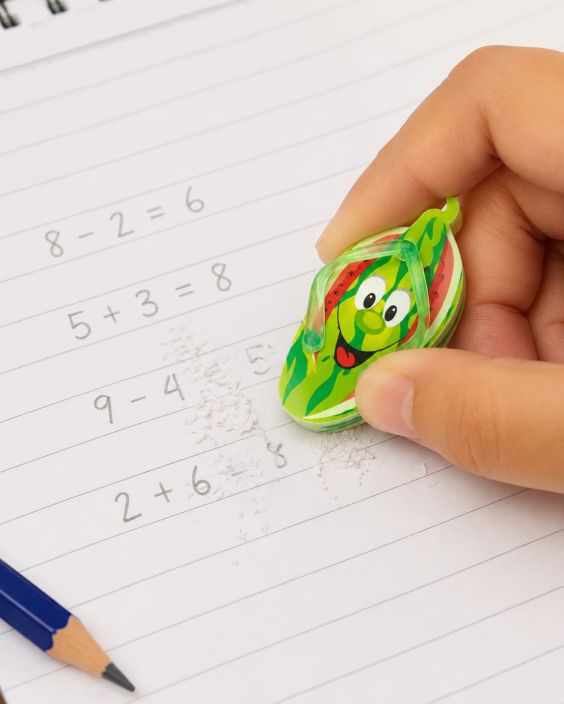20942 Cute Watermelon Cartoon Slipper Eraser | Mini Pencil Rubber | School Stationery for Kids | Return Gift {Random Design}