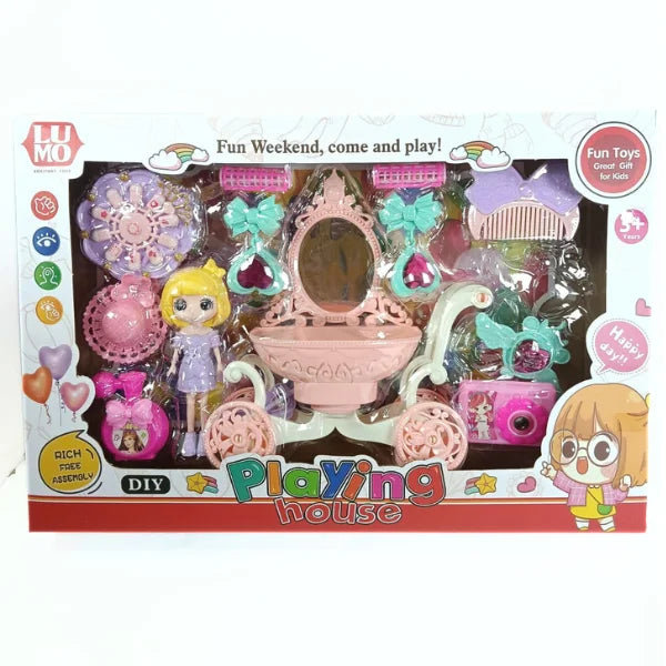 HZ-17 Kids Dollhouse Playset Portable Dollhouse Toy for Girls