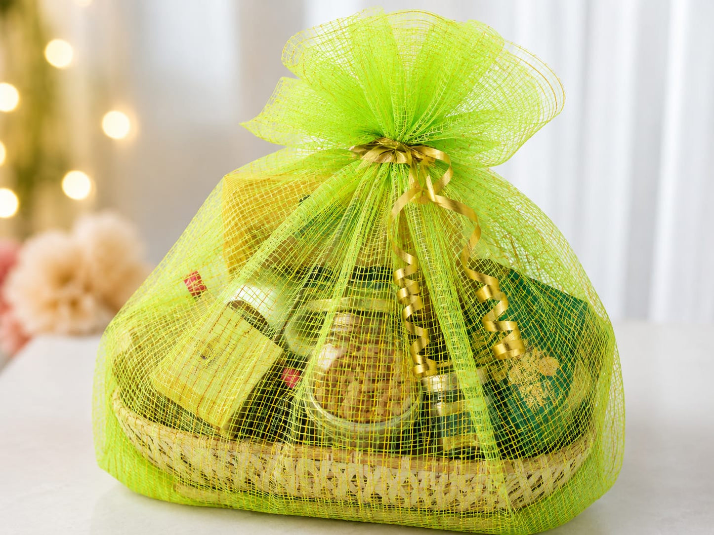 21062 Multicolour Glitter Tulle Net Fabric Roll for Gift Wrapping & Decoration