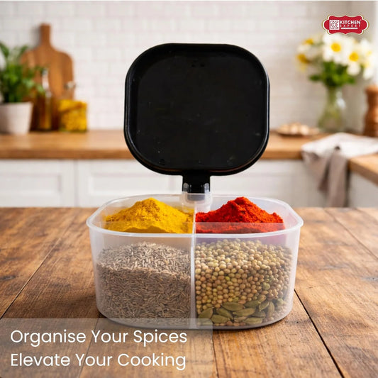 11334 {4 Compartments} Seasoning Box Spice Jar Condiment Container Kitchen Spice Box