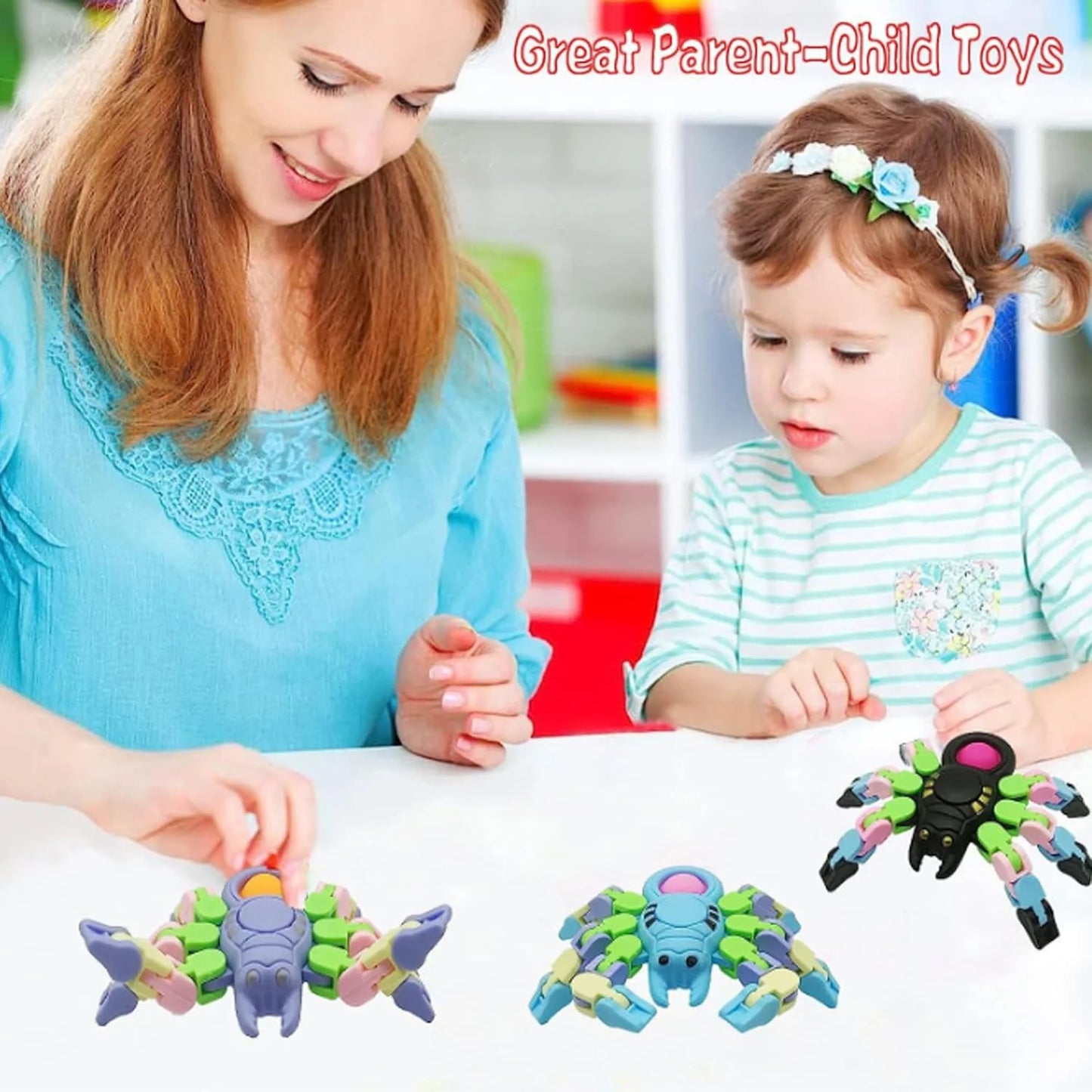 10324 (6 pcs) Fidget Spinners, Transformable Chain Spider Fingertip Toy, Gyro Fidget Sensory Toys, Stress Relief Fidget Toy for Kids Adult