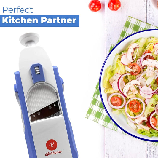 RH-688 Multifunctional Vegetable Slicer Shredder Dicer Chopper with Thickness Adjuster, 30+ Different Cutting Style