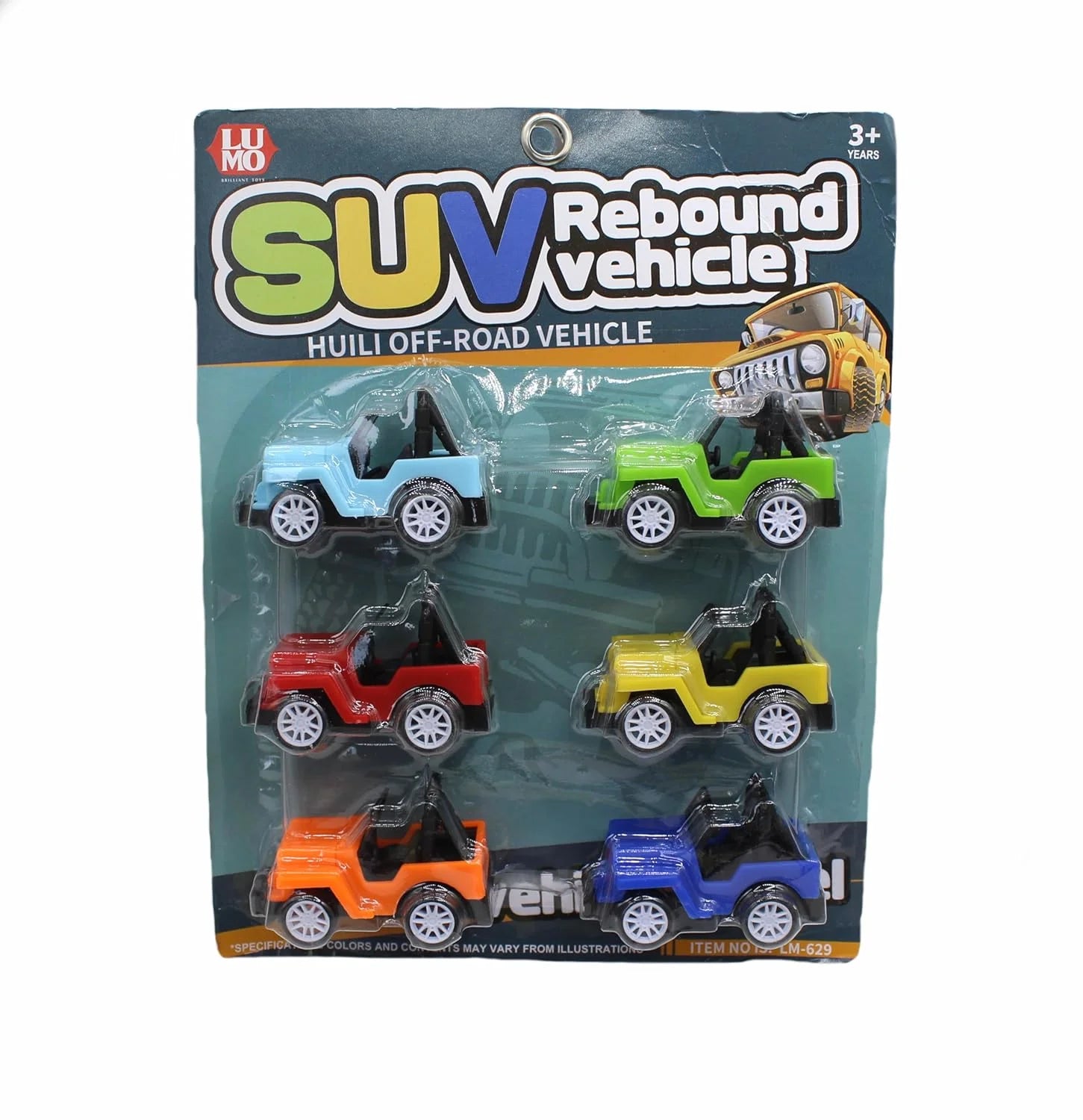 LM-629 {Set of 6} Pull Back SUV Car Toys , Off-Road Jeep & Racer Vehicle Lightweight High-Speed Plastic Body (Multicolor)