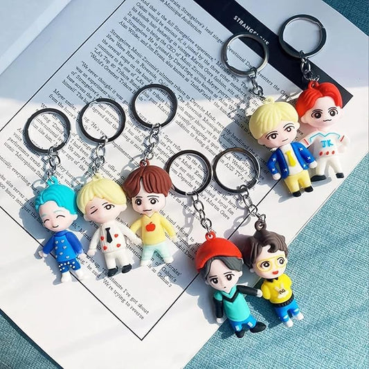 20507  {Pack of 12 }BTS Silicon Soft Rubber Keycahins Multicolored