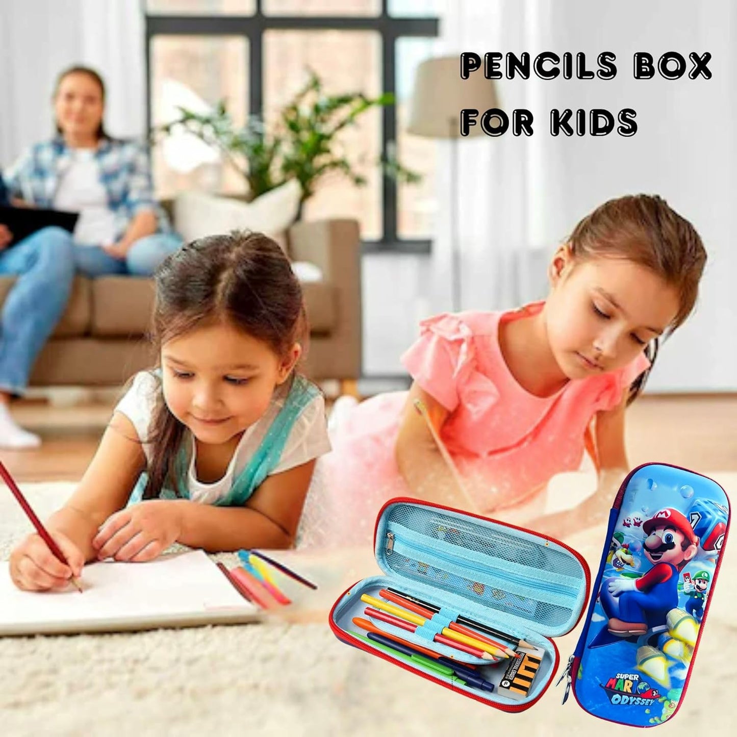 20744 3D Super Hero Pen Pencil Case 1Pc with Large Capacity,Trendy Geometry Pencils Box for Kids {Random Design}