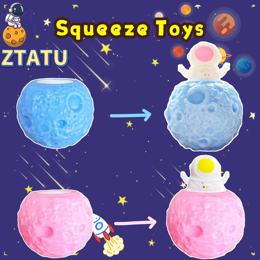 11152 Astronaut Stress Balls for Kids Squishy Fidget Toys Pop It Squeeze Ball, Stress Relief Toys Adults, Party Favors Gifts for Kids {Mukticolour}