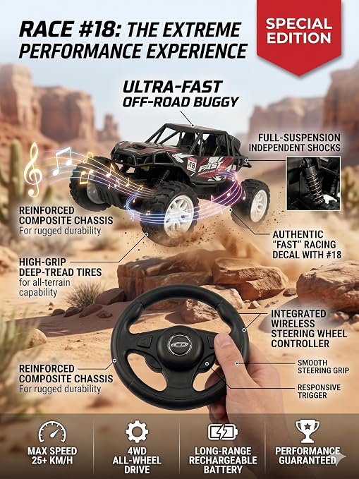 21027 Premium Alloy Rock Crawler - Rechargeable Remote Control Car Toy with Off-Road RC 2WD Monster Truck Gift for Kids Boys and Girls Age 4-12+ (2 colour available)
