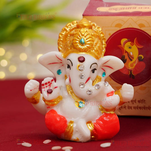 21129 Best Handicraft Crystal Two Face Ganesha Statue for Car Dashboard Idols | Home Temple Decoration | Ganesh Idol | Ganesh Chaturthi Decoration