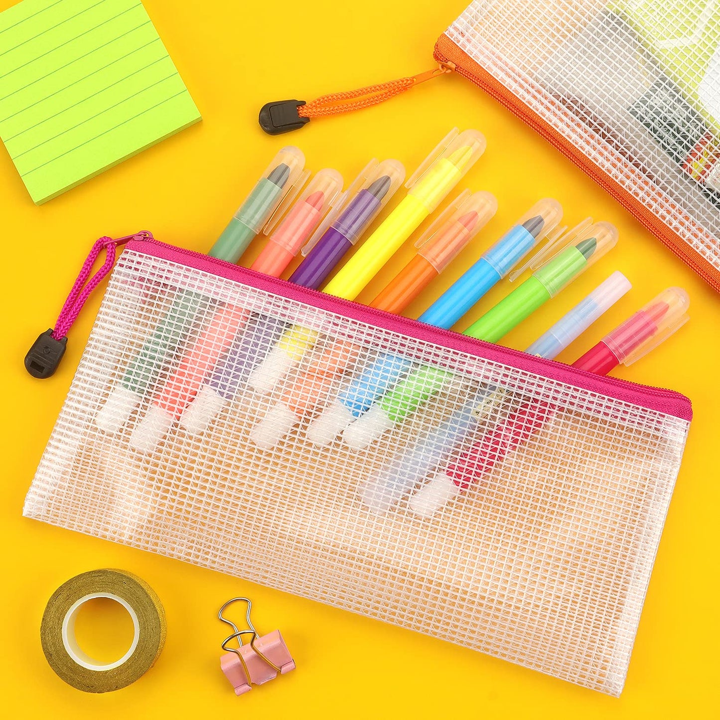 20631 {12 Pack} Mesh Zipper Pouch Document Waterproof Zip File Bags Plastic Zipper Pouch