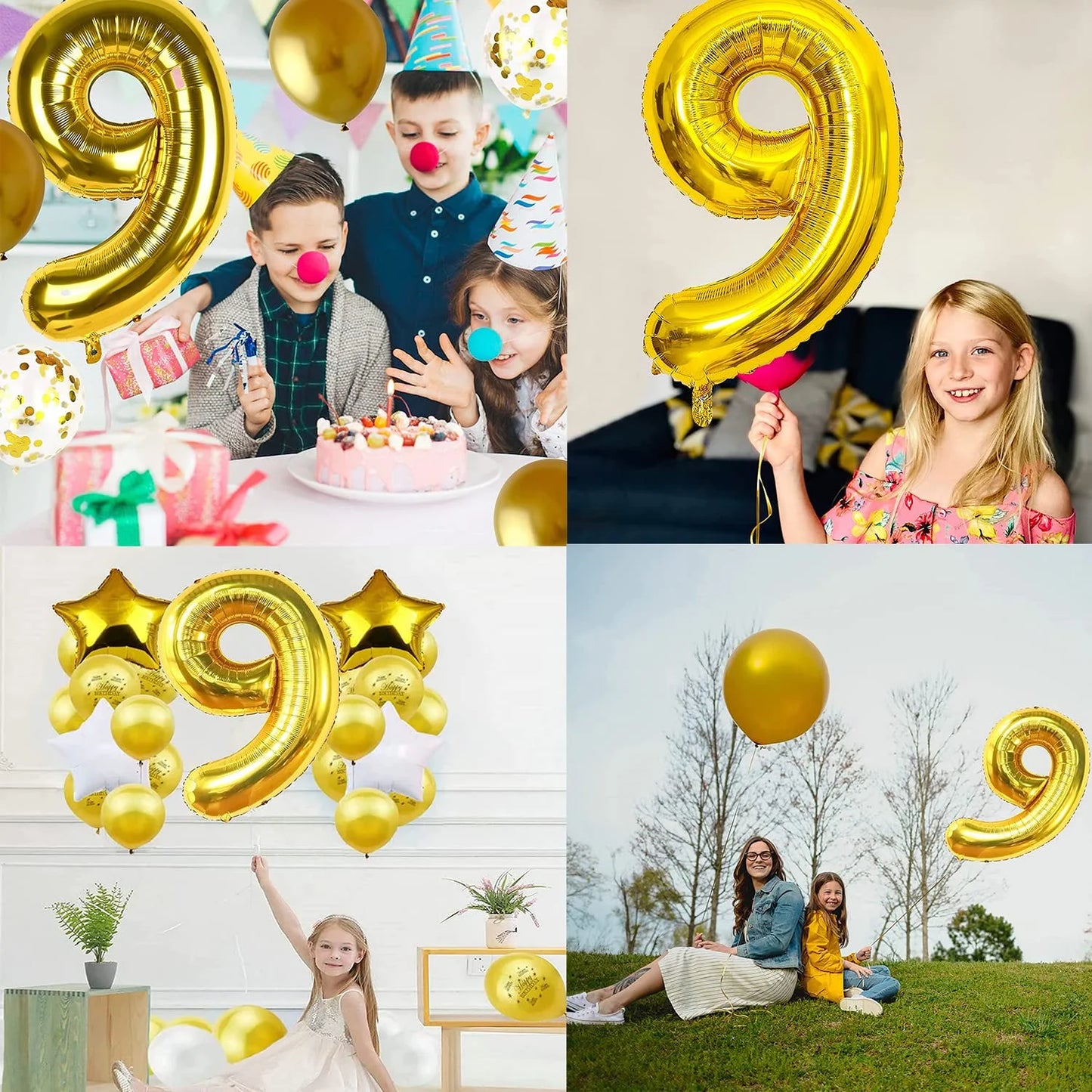 9048 ( 10 pcs) Number 9 Foil Golden Balloon