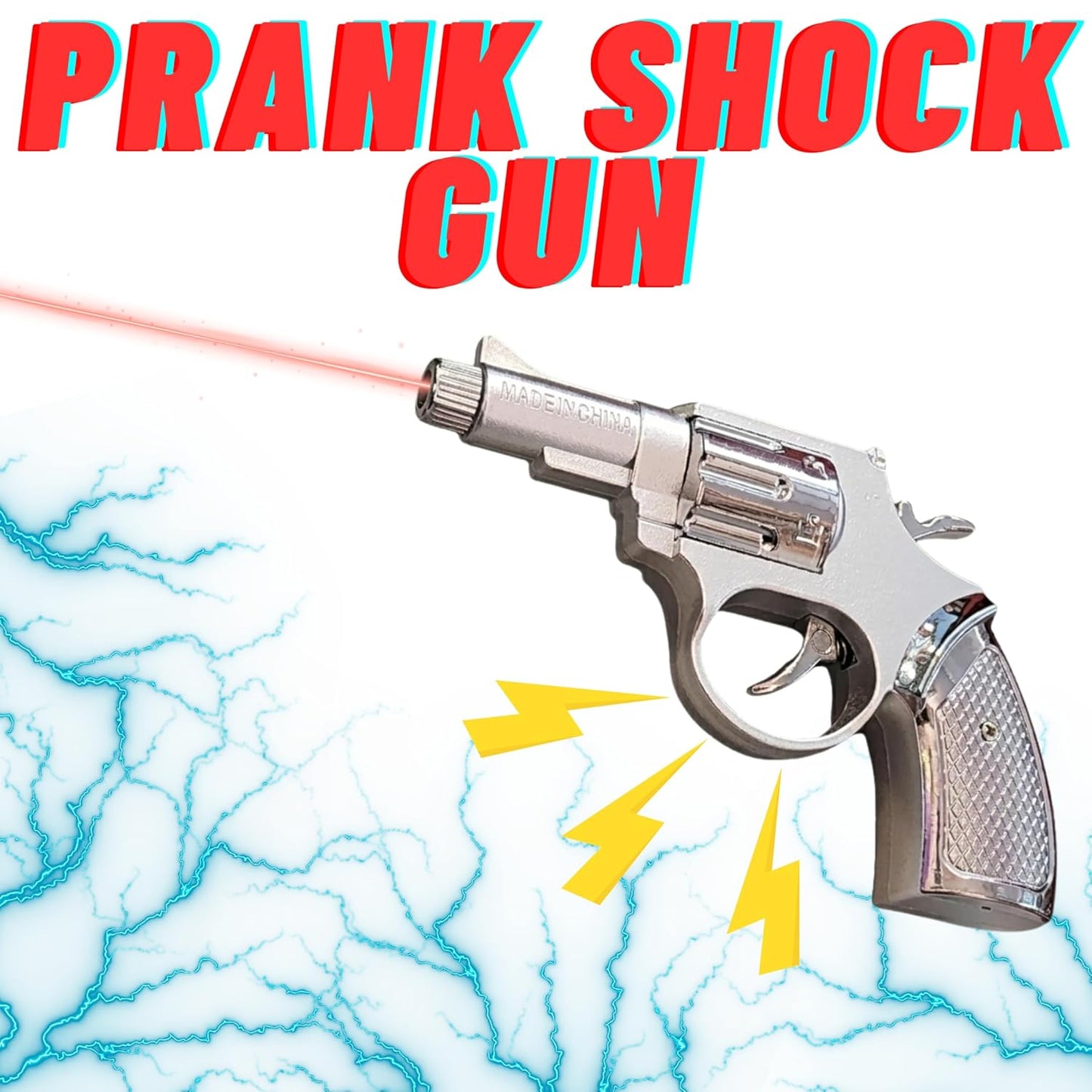 PX-112 2 in 1 Shock Prank Toy Gun with Laser Light, Electric Shock Joke Gag Toy, Realistic Portable Lightweight, for Friends and Family, Party Fun