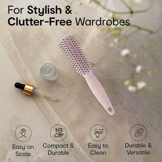 10188 Mini Grooming Flat Hair Brush with Strong & flexible nylon bristles | Anti static ball tips, For Grooming, Volumising & Back Brushing.