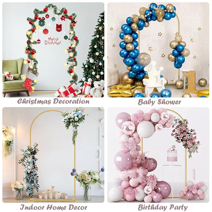 21081   Metal Arch Backdrop Stand Gold Wedding Balloon Frame Pergola Arbor 4ft.